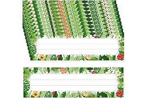 Large Size 50 Pcs Classroom Name Tags for Desks, Tropical Leaves Student...