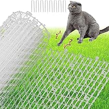 Cat Repellent, 200 x 30 cm Cat Repellent Mat, Plastic Cat Repellent Anti Cat Garden Suitable for Cat Repellents for Lawn Garden Indoor Outdoor & 8 U-Rungs (White)