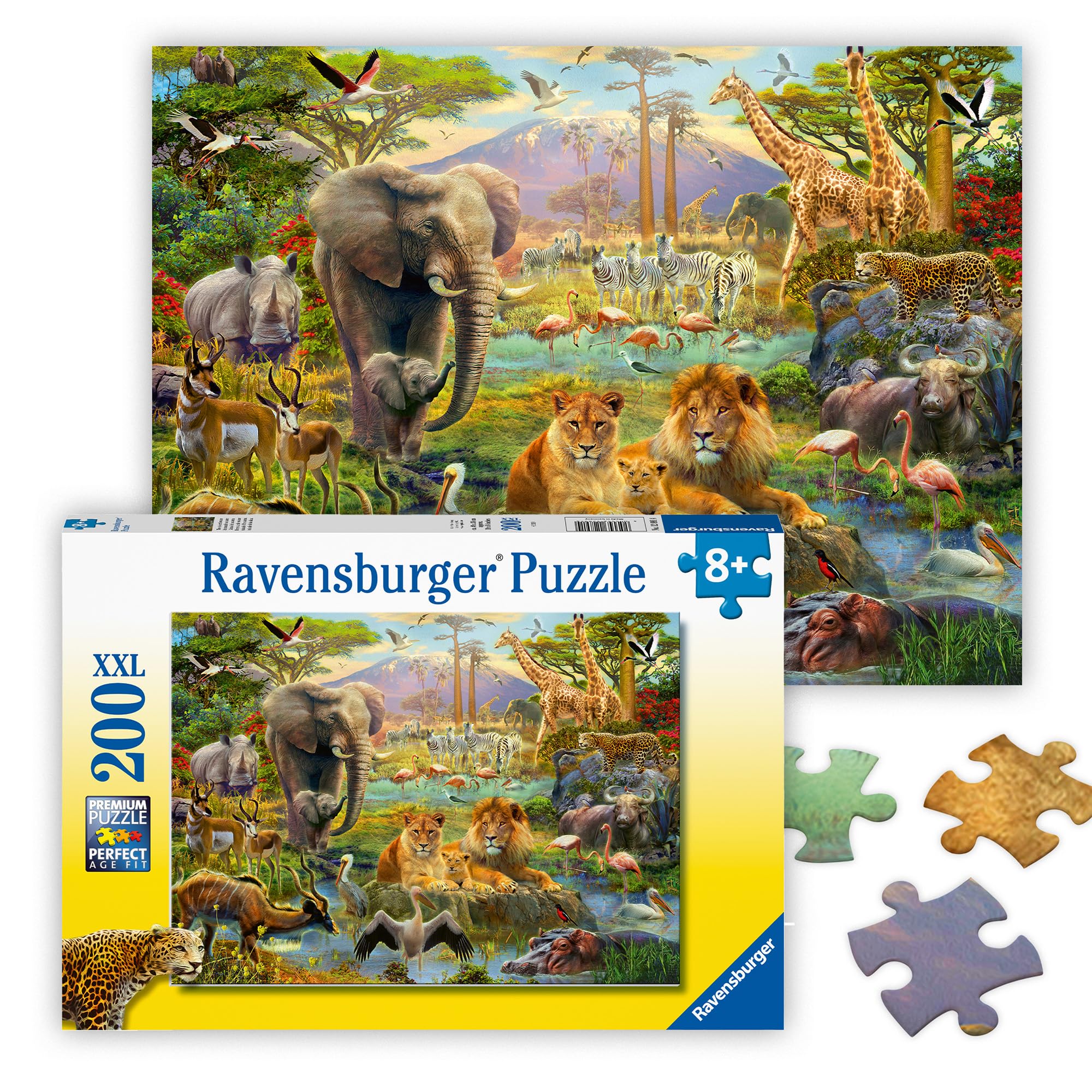 Ravensburger Animals of The Savanna 200 Piece Jigsaw Puzzle with Extra Large Pieces For Kids Age 8 Years and Up