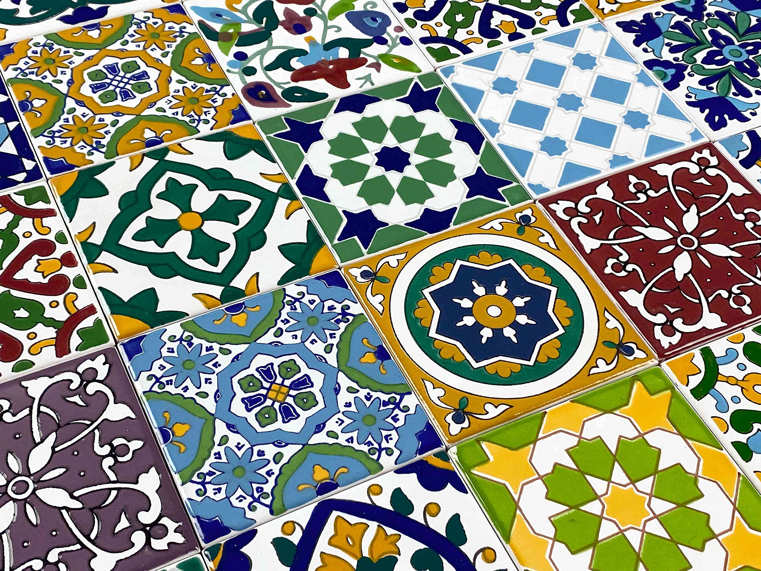 Cerames marocains carreaux céramiques Pazzo - Mosaique céramiques marocaine pour salle de bain, cuisine, sous la douche | Carreaux tunisiens de couleur en de style oriental 10x10 cm