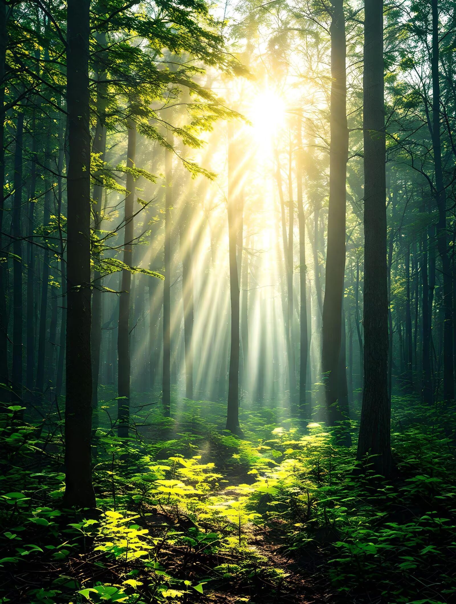 Malen Nach Zahlen Erwachsene Sonnenlicht Wald Malen Nach Zahlen Kinder, DIY Handgemalt Ölgemälde Kit, Mit 3 Pinsel und Hochwertige Acrylfarben Leinwand Basteln, für Home Decor Geschenk 70x90cm w-954
