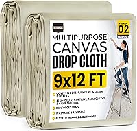 UTOPIAHOME Utopia Drop Cloths for Painting 9x12 ft (2 Pack) - Washable Reusable Canvas Fabric, Highly Absorbent for Floor Furniture Protection Indoor Outdoor