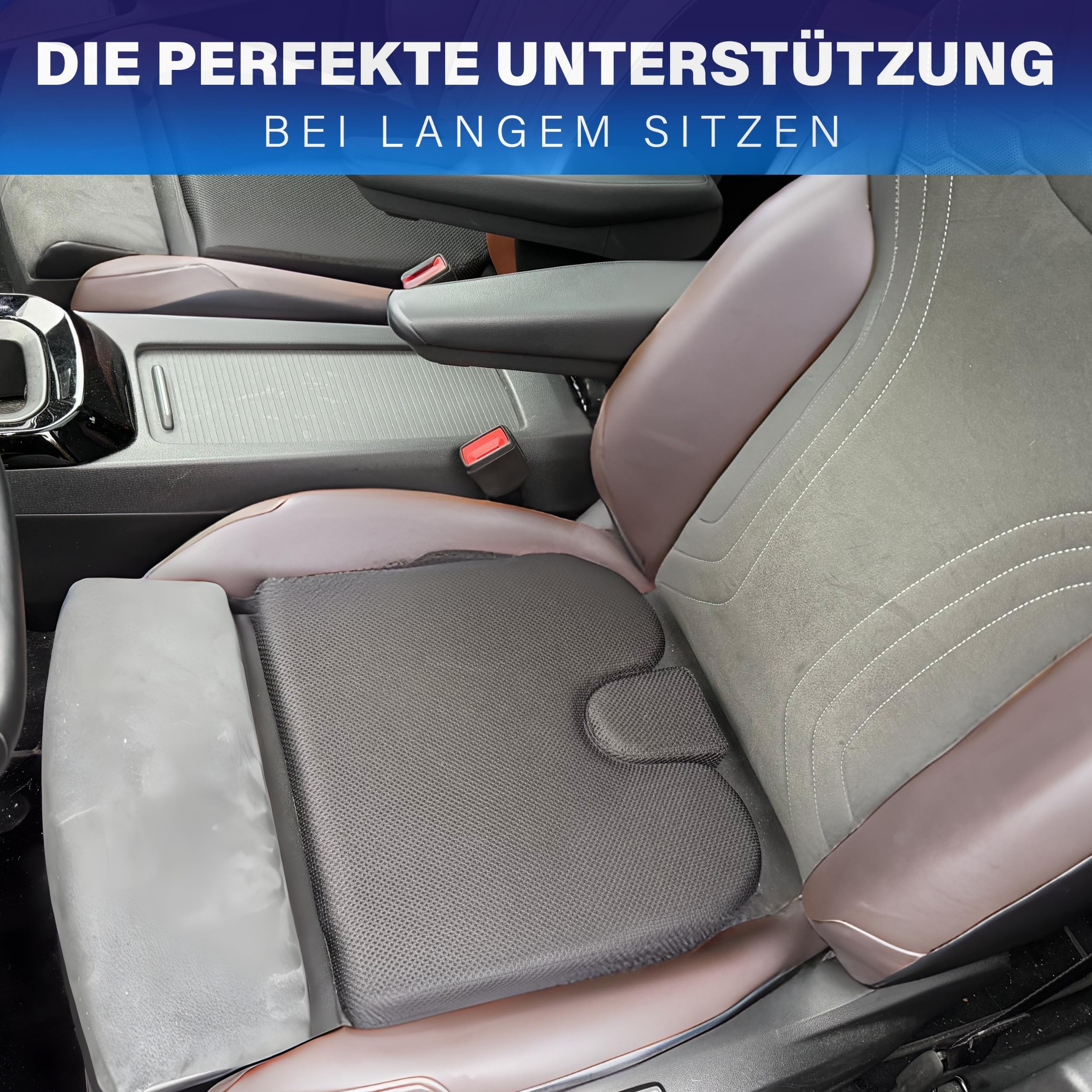 Healthfix Auto-Keilkissen – ergonomisches orthopädisches Sitzkissen fürs Auto, rutschfest & waschbar – Memory-Foam, Härtegrad - Medium (70–95 kg)