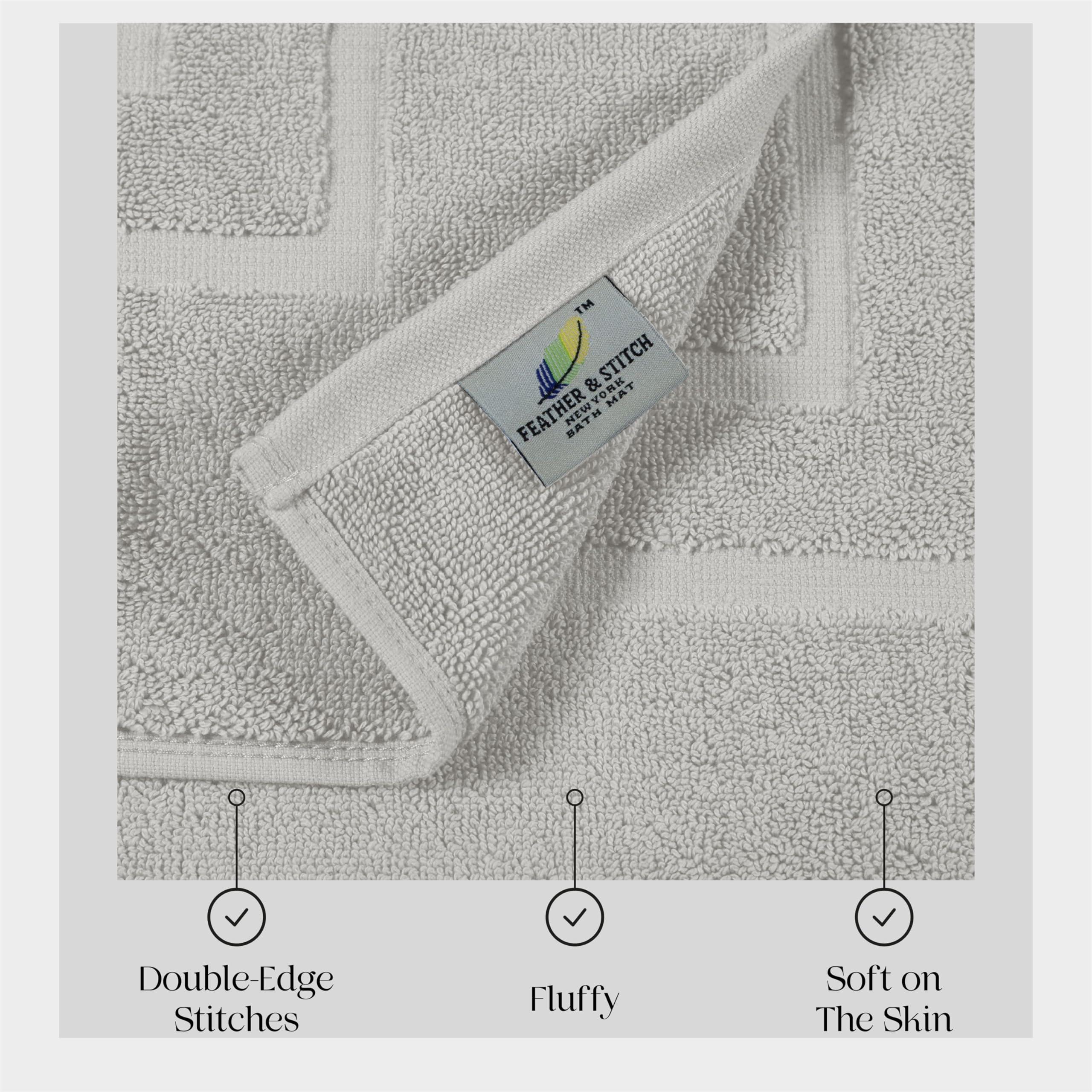 Pióro i ścieg, 100% bawełna, frotte, maty łazienkowe, 2 sztuki, takie jak maty łazienkowe (76 x 50 cm) hotel spa łazienka prysznic wanna maty podłogowe [nie dywanik łazienkowy] miękkie chłonne maty