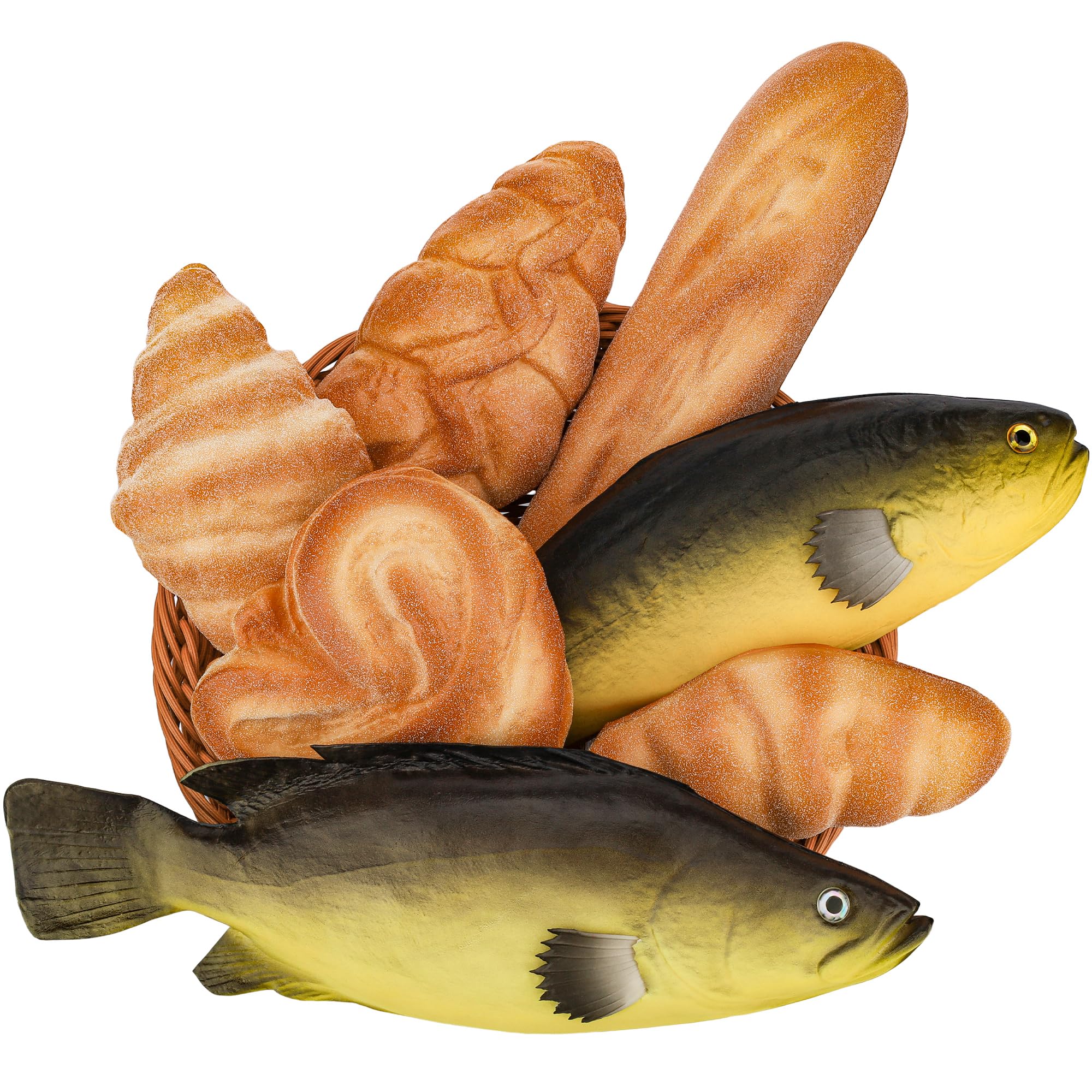 Yatinkim Jesus Miracle Loaves and Fish Decoration Fake Bread and Fish 7 Pcs
