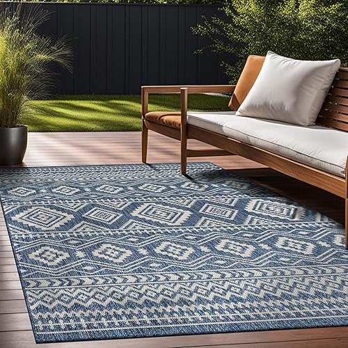 Miniatura 4 de Beverly Rug Waikiki - Alfombra bohemia para interiores y exteriores, 9 x 12 pies, lavable, para patio, terraza, porche, alfombra de área bohemia,