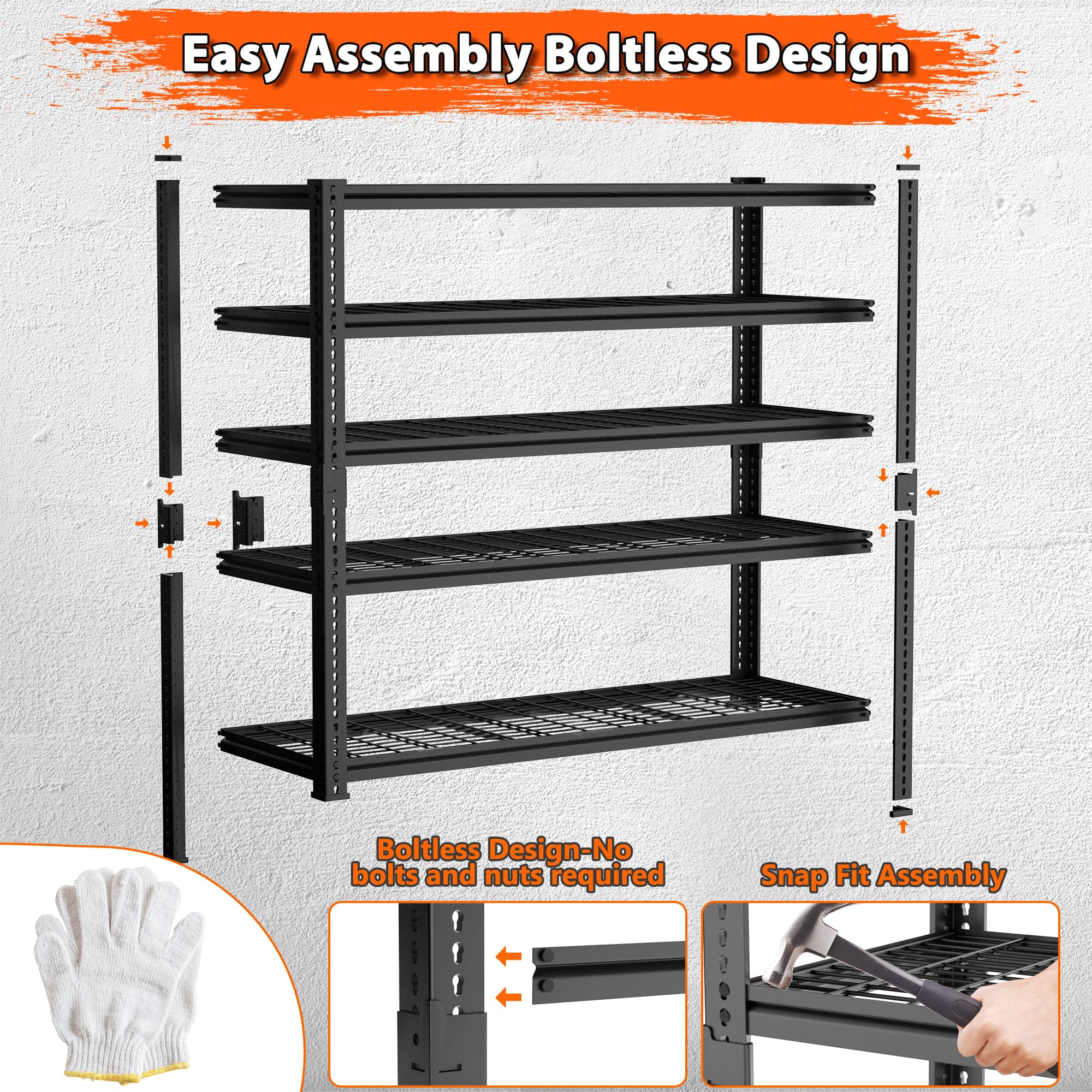 Snapklik.com : Storage Shelves Heavy Duty, 2 PCS 48