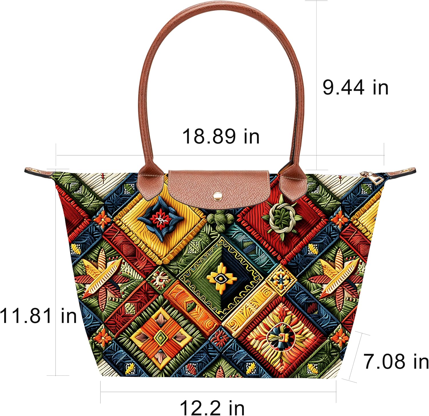 Large Foldable Tote Bag with Zipper for Women, Fashion Canvas Bag - Image 5