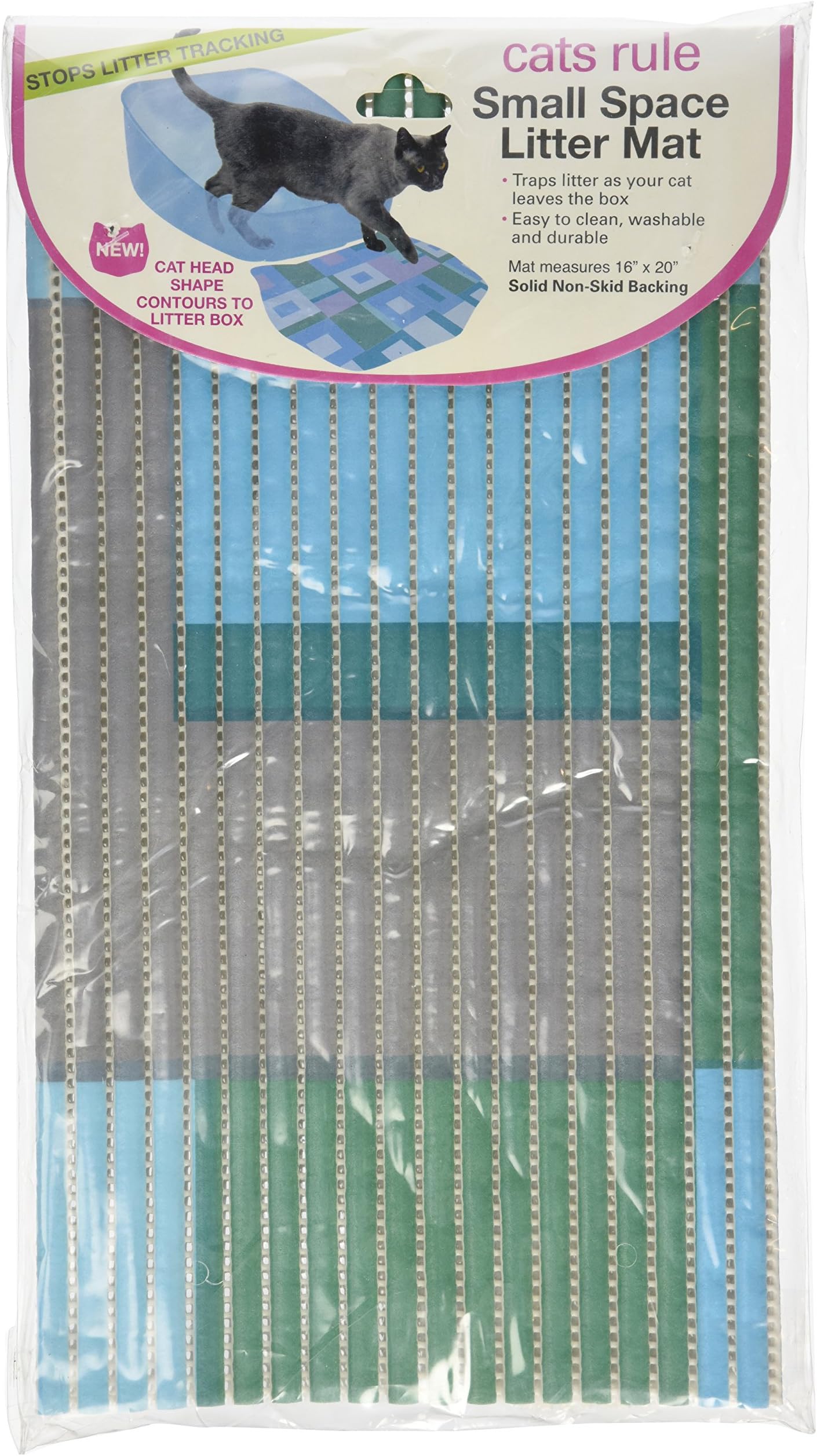 Cats Rule Small Space Mat - Blue Square