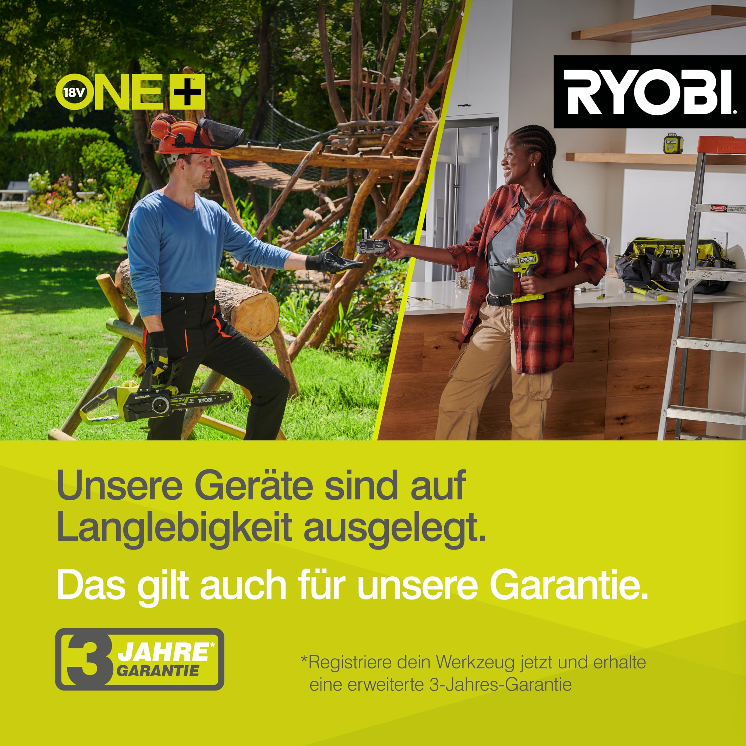 RYOBI 18 V ONE+ Akku-Mitteldruckreiniger RY18PW22A-0, 3in1 Düse
