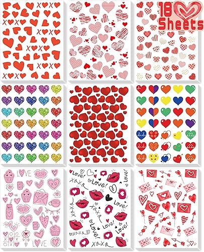 LINAYE Calcomanías de San Valentín para niños, 400 unidades, lindas calcomanías de amor de San Valentín para tarjetas, sobres, manualidades, álbumes