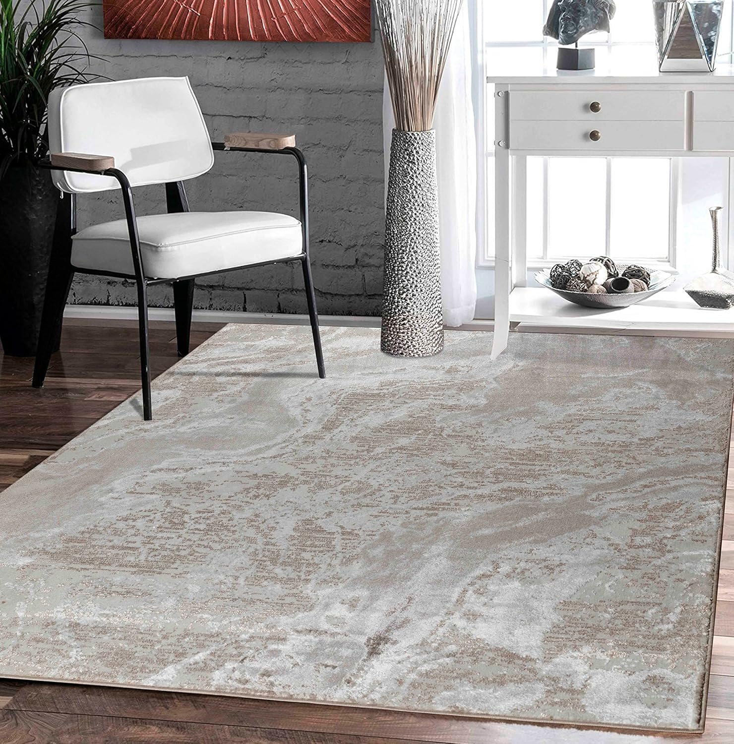 GLORY RUGS Modern Abstract Area Rug 8x10 Beige Cream Large