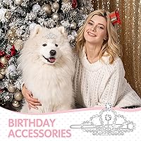 Vista 6 de MTLEE 2 pinzas para el pelo de tiara para perro, con diamantes de imitación de cristal transparente, pasadores para mascotas, pasadores para Plateado