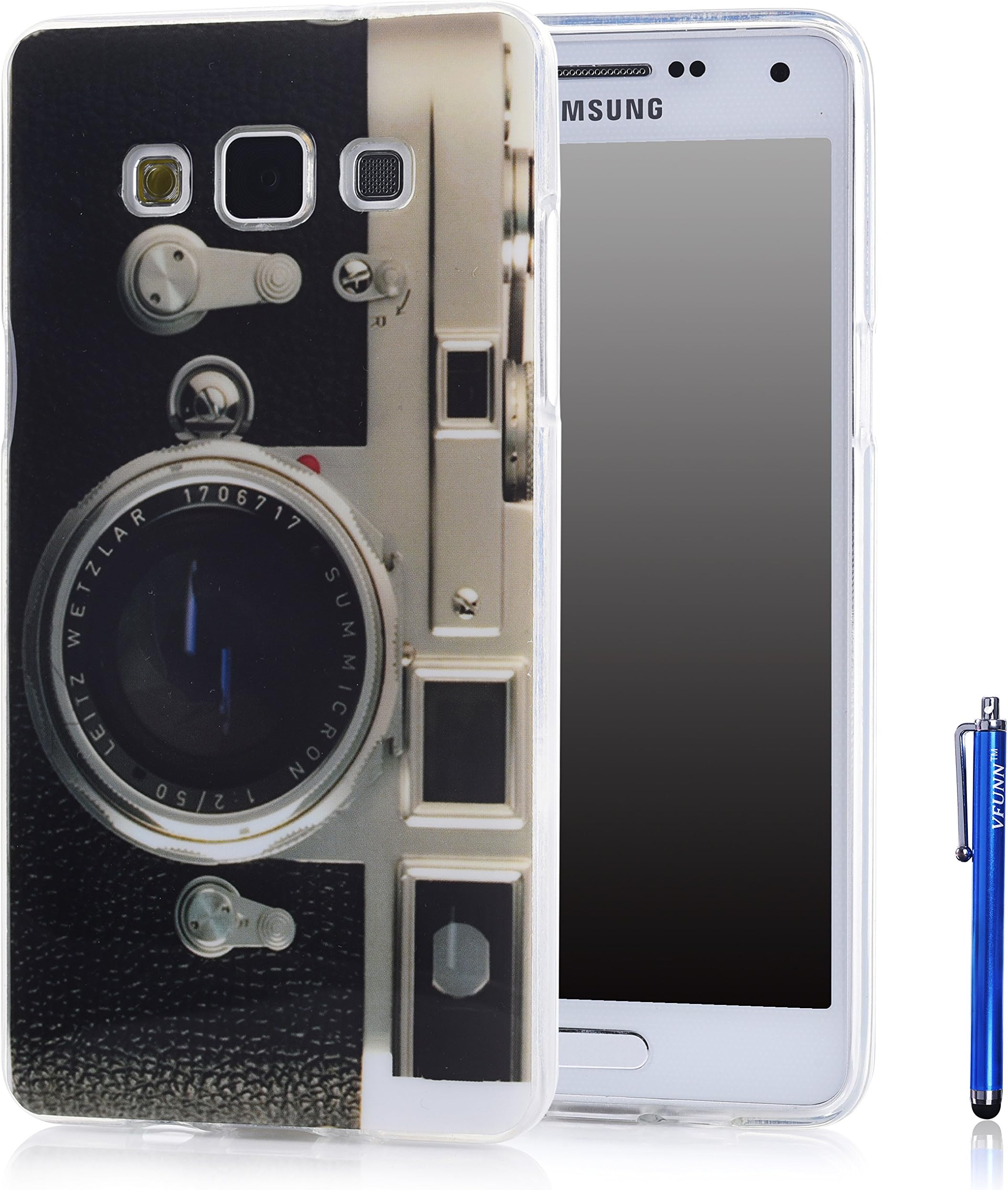 A5 Case,Galaxy A5 Case,Vfunn Premium TPU Gel Scratch Resistant Slim Fit Funny Cartoon Case Cover for Samsung Galaxy A5 with 1 Screen Protector 1 Blue Stylus Pen (A5 TPU Case) (Camera)