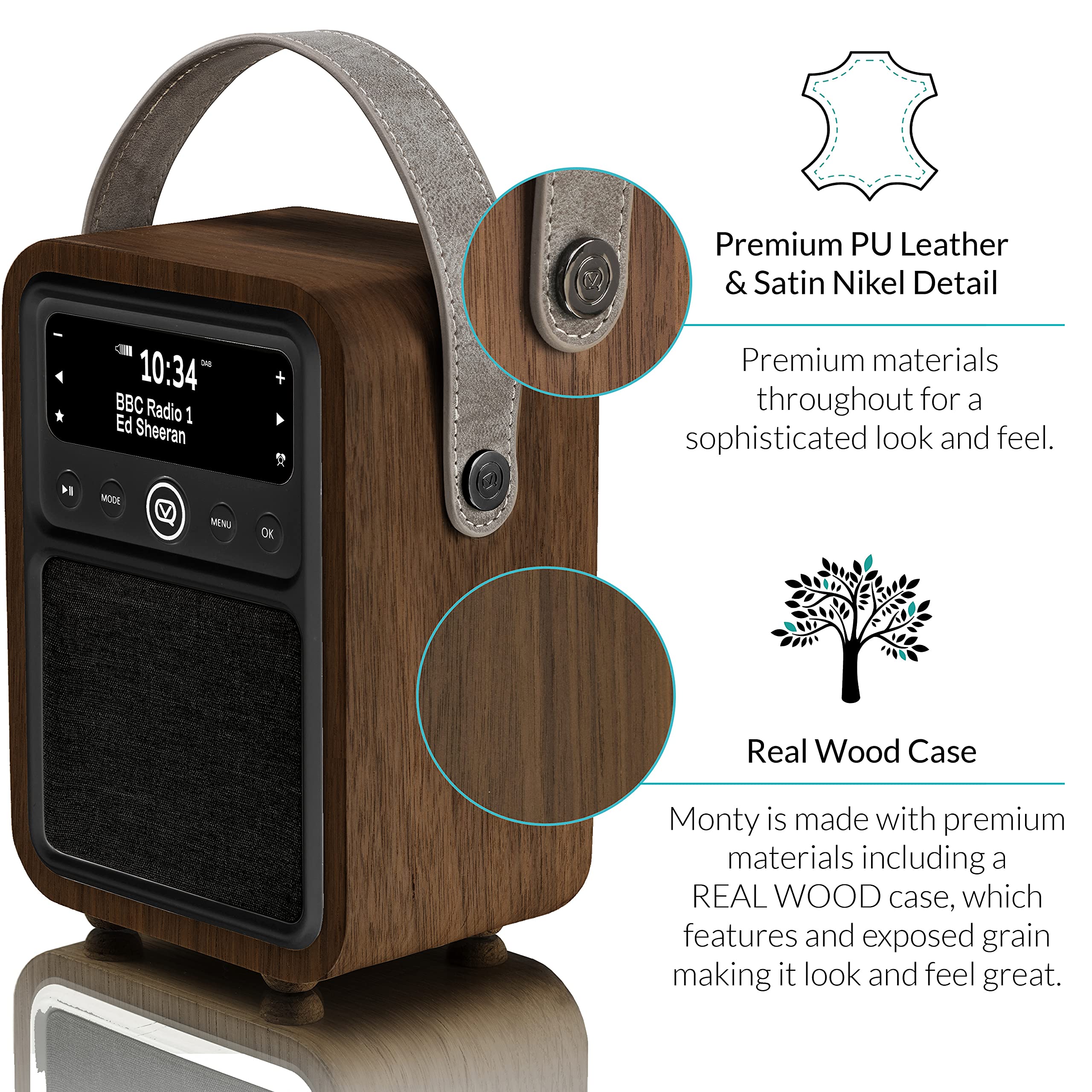 VQ Monty DAB Radio with Bluetooth, Radio Alarm Clock with FM