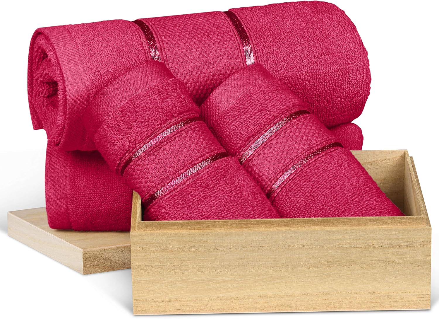 6 Pieces Towel Set Zero Twist Ultra Soft Long Staple Cotton- Set Includes-2 Bath, 2 Hand and 2 Wash Cloth (Burgundy)