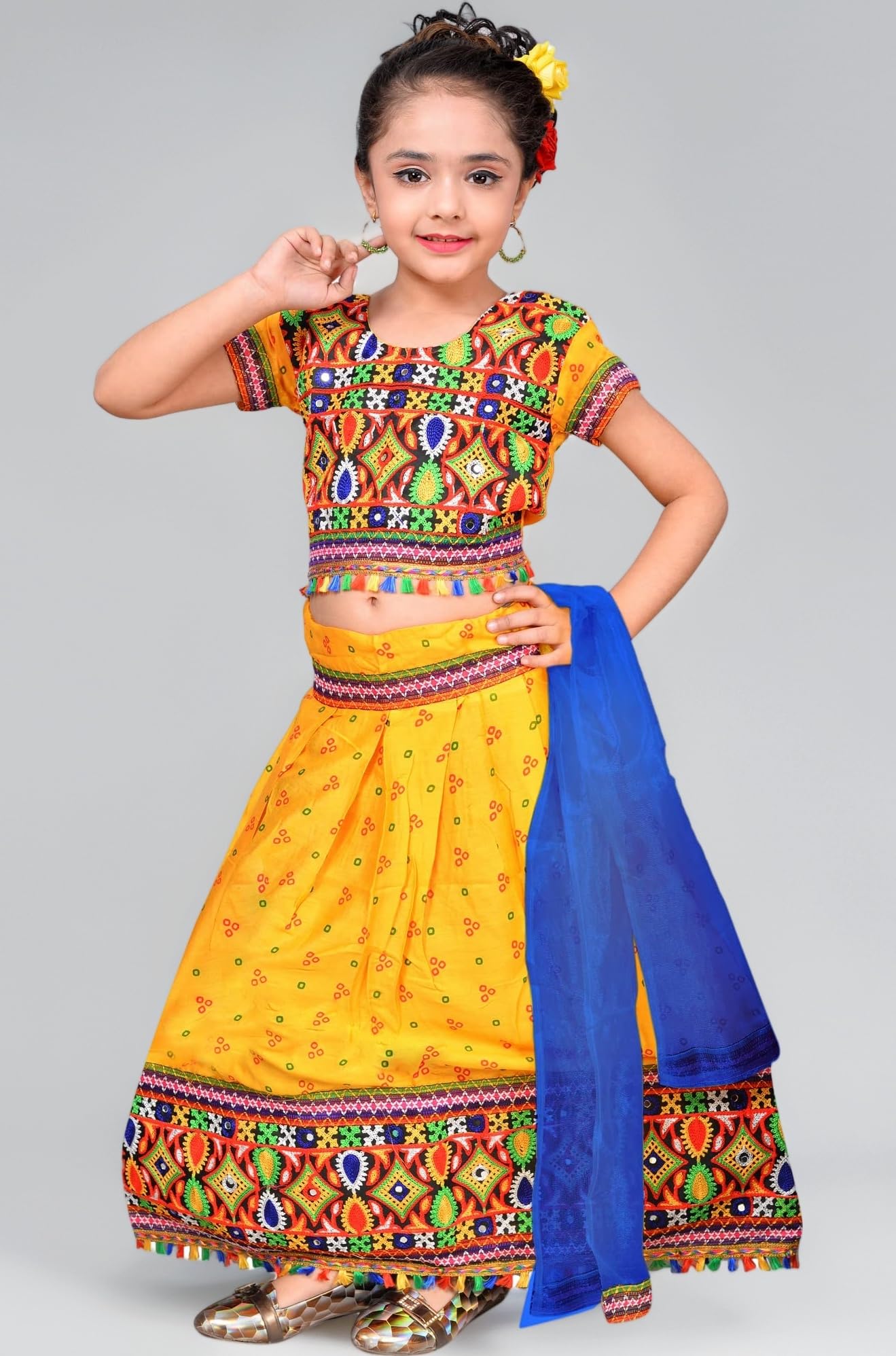 AHHAAAA Kids Ethnic Cotton Blend Radha Dress Lehenga Choli Chania Choli Set For Baby Girls