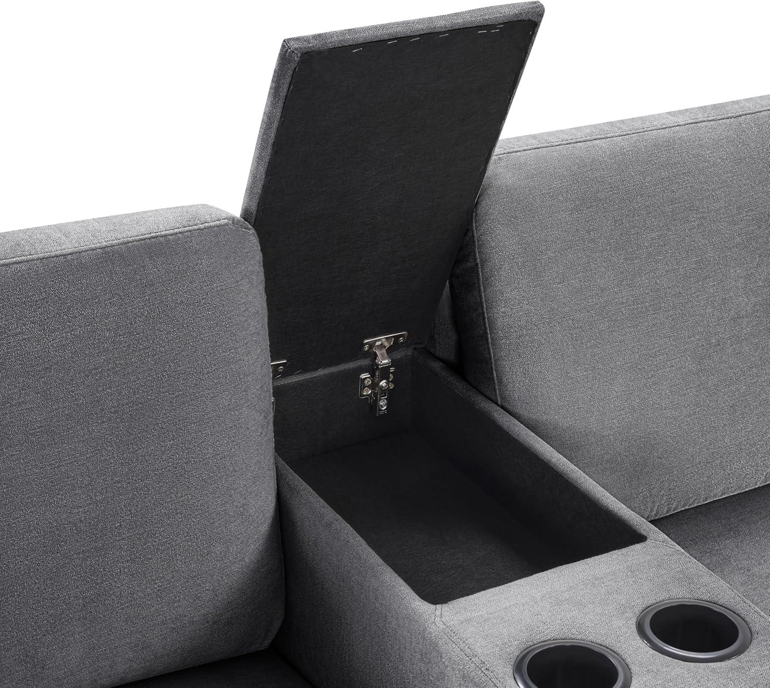 Merax Modern Oversized U-Shaped Sectional Sofa with Piollows & Chaise Lounge, Chenille 5-Seat Couch Set Sleeper Bed with Cup Holders, Storage Drawer for Living Room, Easy Assemble, Gray