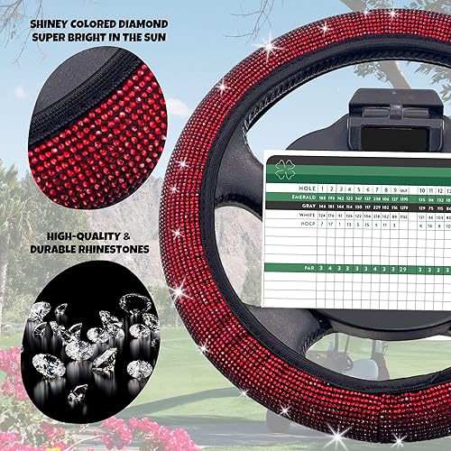 Miniatura 2 de Funda universal para volante de carrito de golf con diamantes de imitación de diamantes de imitación coloridos para automóvil, Yahama, EZGO, funda