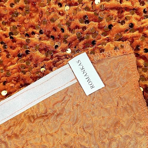 Miniatura 6 de Faldas de árbol de Navidad con purpurina de 21 pulgadas, falda de árbol de Papá Noel con lentejuelas naranjas, tapete de terciopelo para árbol de