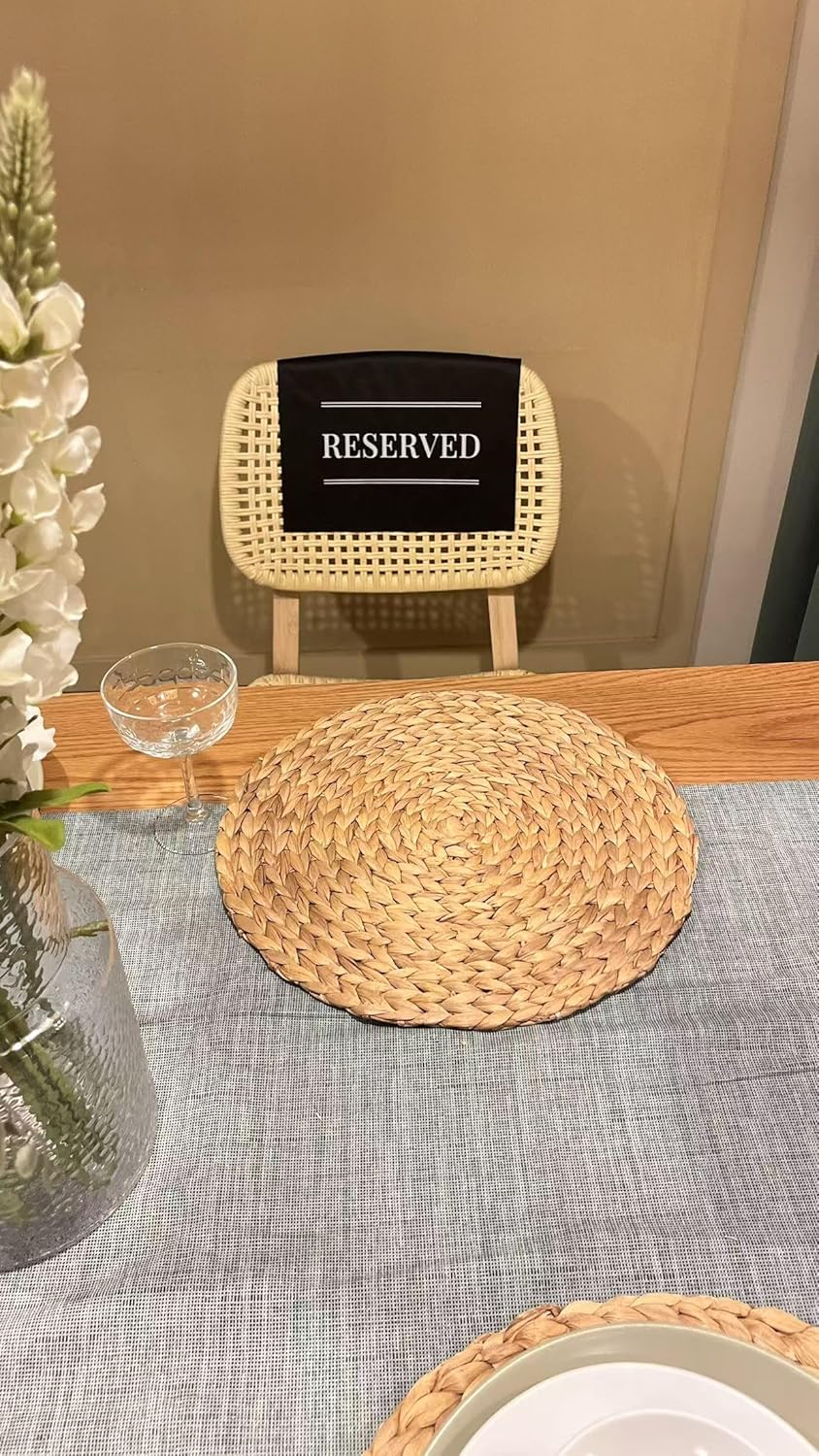 Reserved Chair Signs for Events – Black, Foldable, 24 Pieces | Table & Seating Reservation Markers for Restaurants, Weddings, Conferences