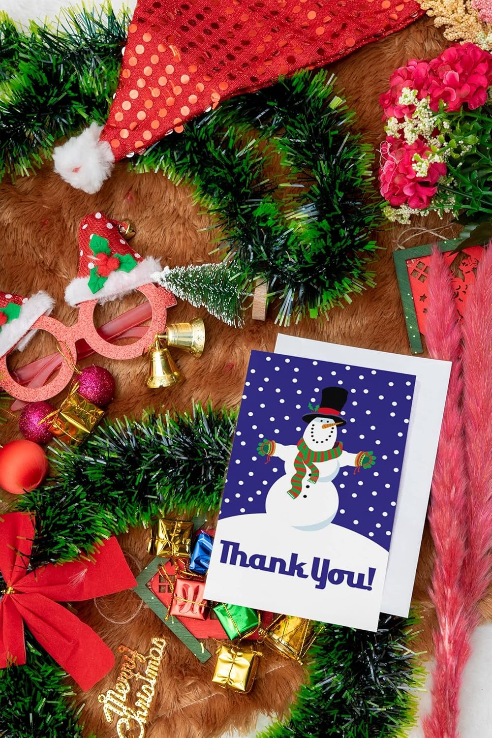 Stonehouse Collection | Customized Holiday Snowman | Personalized Thank You Boxed Note Card | 24 Holiday Thank You Cards & Envelopes (Personalized)