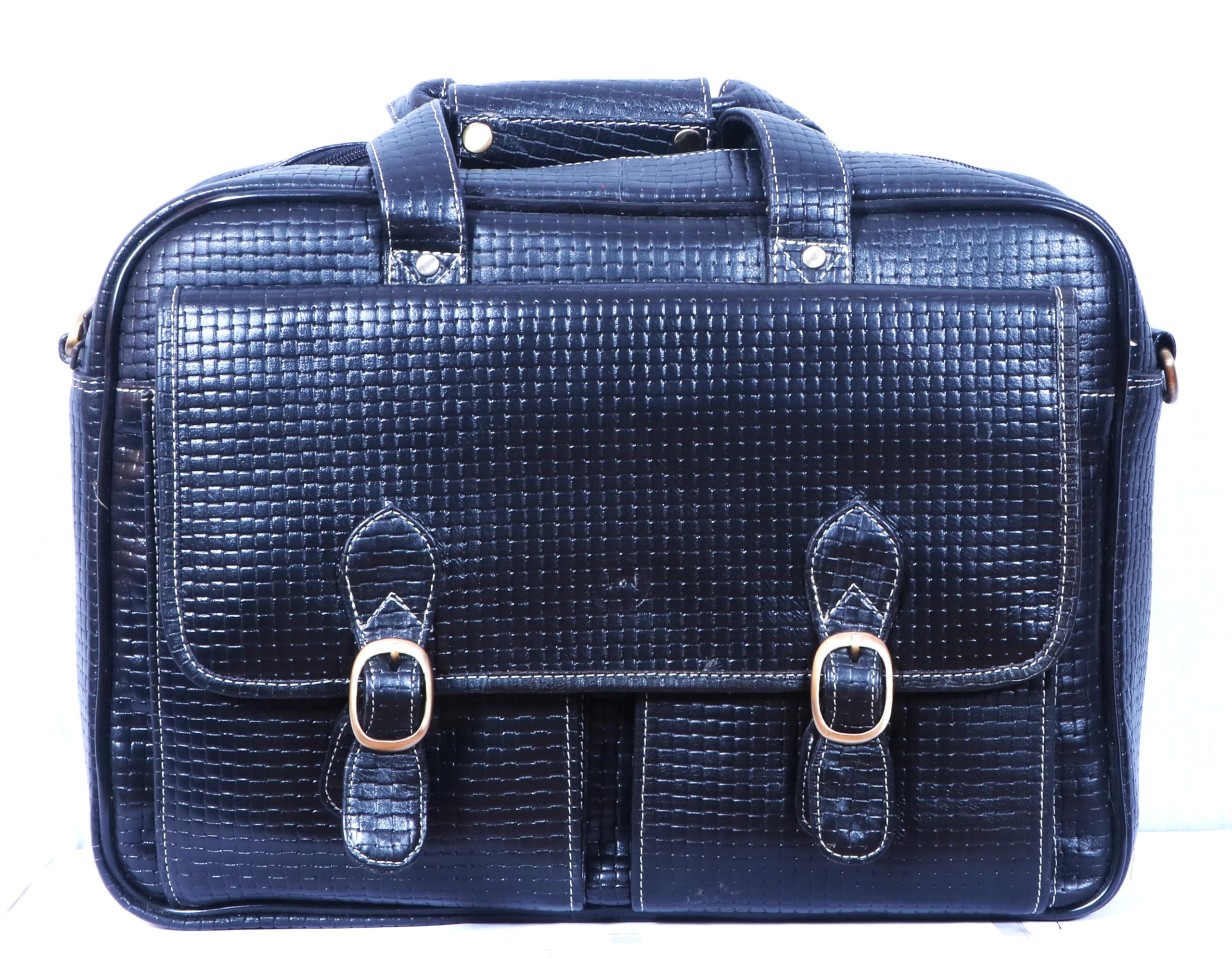 Leather Laptop Briefcase for Men/Women, Made in India, Black-picture-42