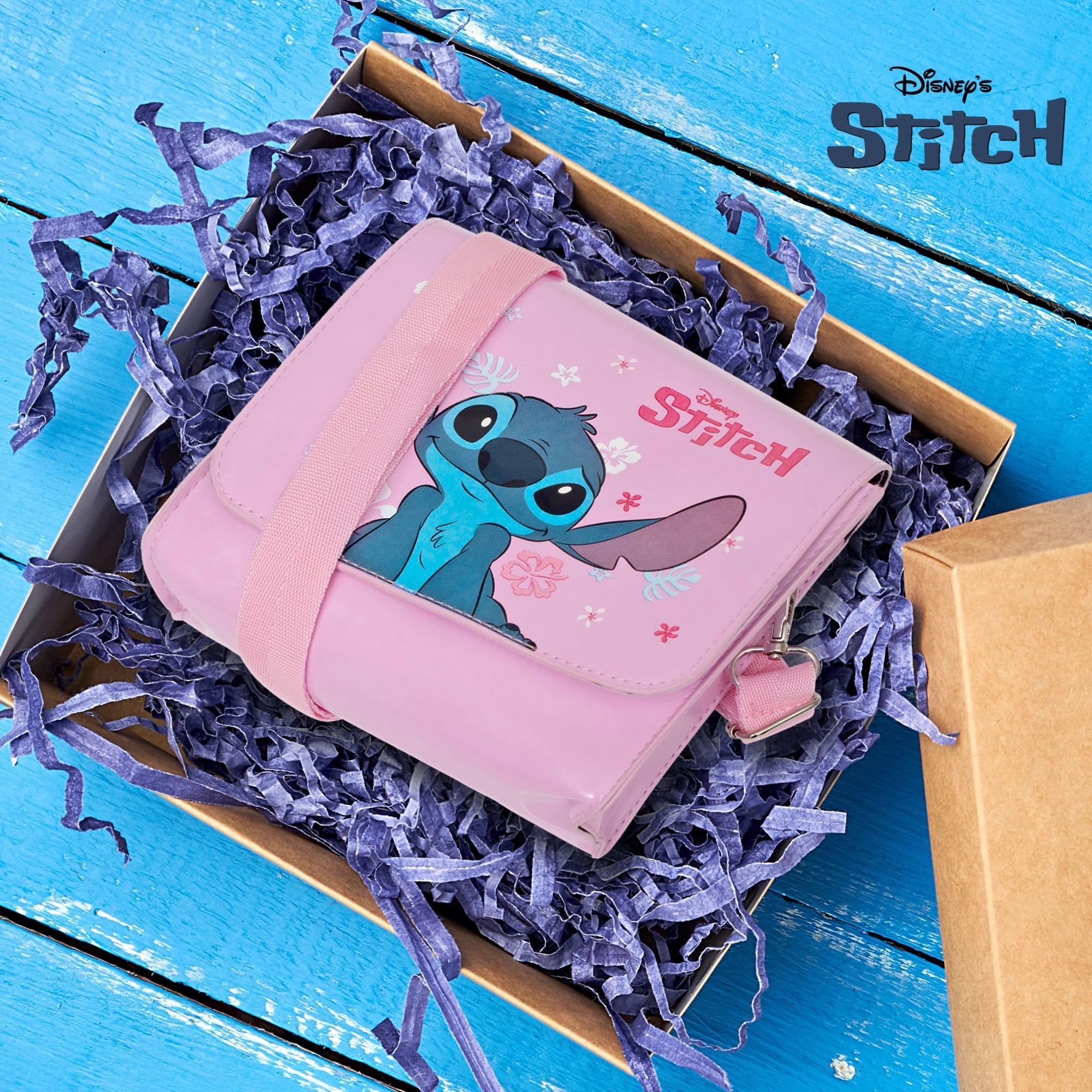 Disney Stitch & Angel Sac à main à bandoulière rose pour filles – Film officiel Lilo & Stitch | Joli sac à bandoulière pour enfants et adolescents | Cadeaux pour filles | Longue bandoulière réglable