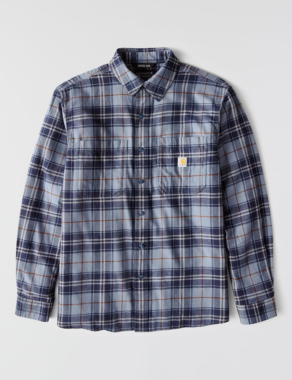 Carhartt Mens Rugged Flex Relaxed Fit Midweight Flannel Long-Sleeve Plaid Shirt - Image 6