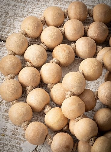 Miniatura 4 de Sullivans Guirnalda de cuentas de madera bronceada de 5 pies, decoración rústica de estilo bohemio campestre, perfecta para bodas, chimeneas,