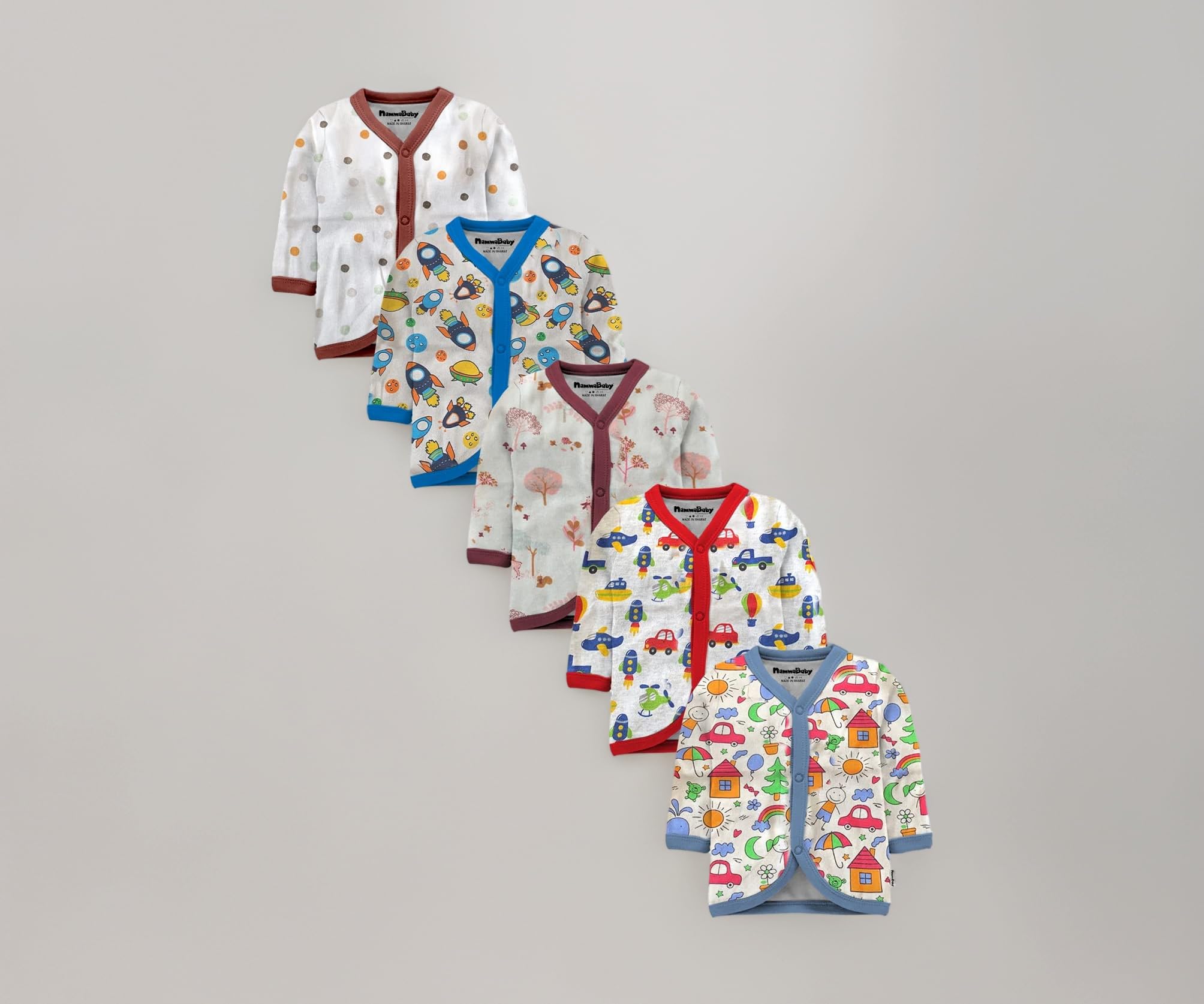 Tinchuk Baby Boy's & Baby Girl's Printed T-Shirt/Jhabla/Nightsuits with Assorted Prints- Multi-Pack