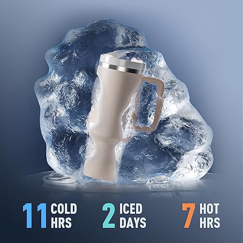 Miniatura 3 de Vaso con asa para taza de viaje de 40 onzas, con tapa, aislamiento de acero inoxidable, para agua, té helado, café, regalo, gary