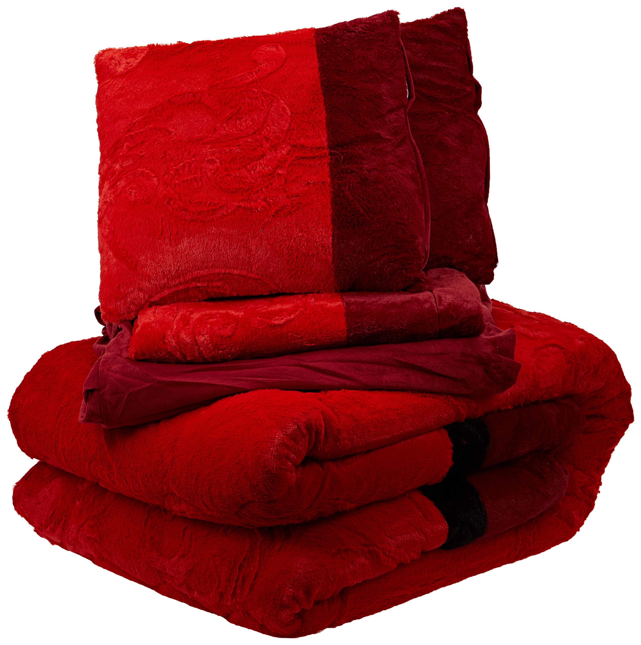 Luxury Winter 6 Piece Comforter Set -King Size, Red