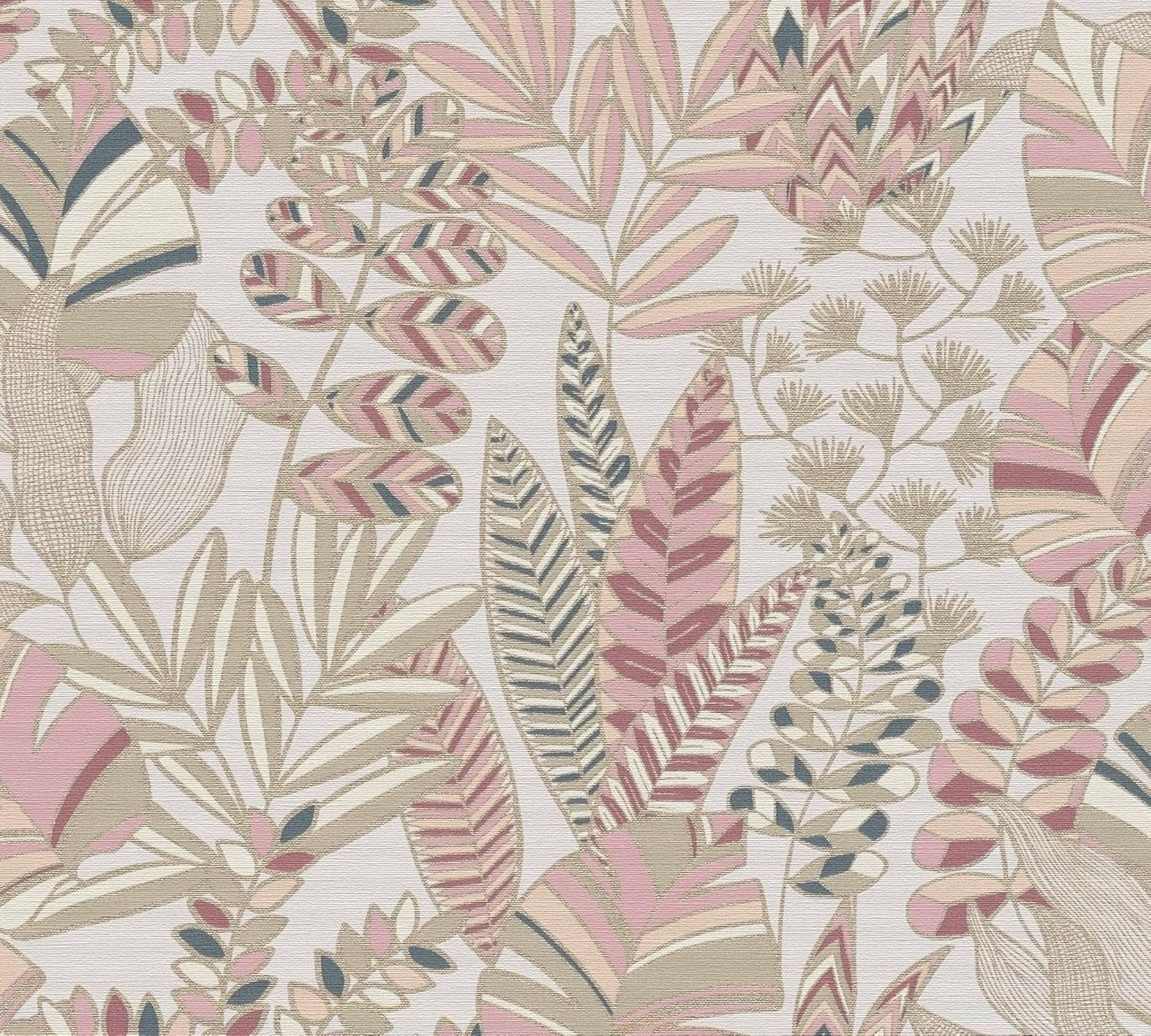 A.S. Création Wallpaper Floral Design - White, Pink - Flower Wallpaper 395.99in x 20.87in Made in Germany - 390954