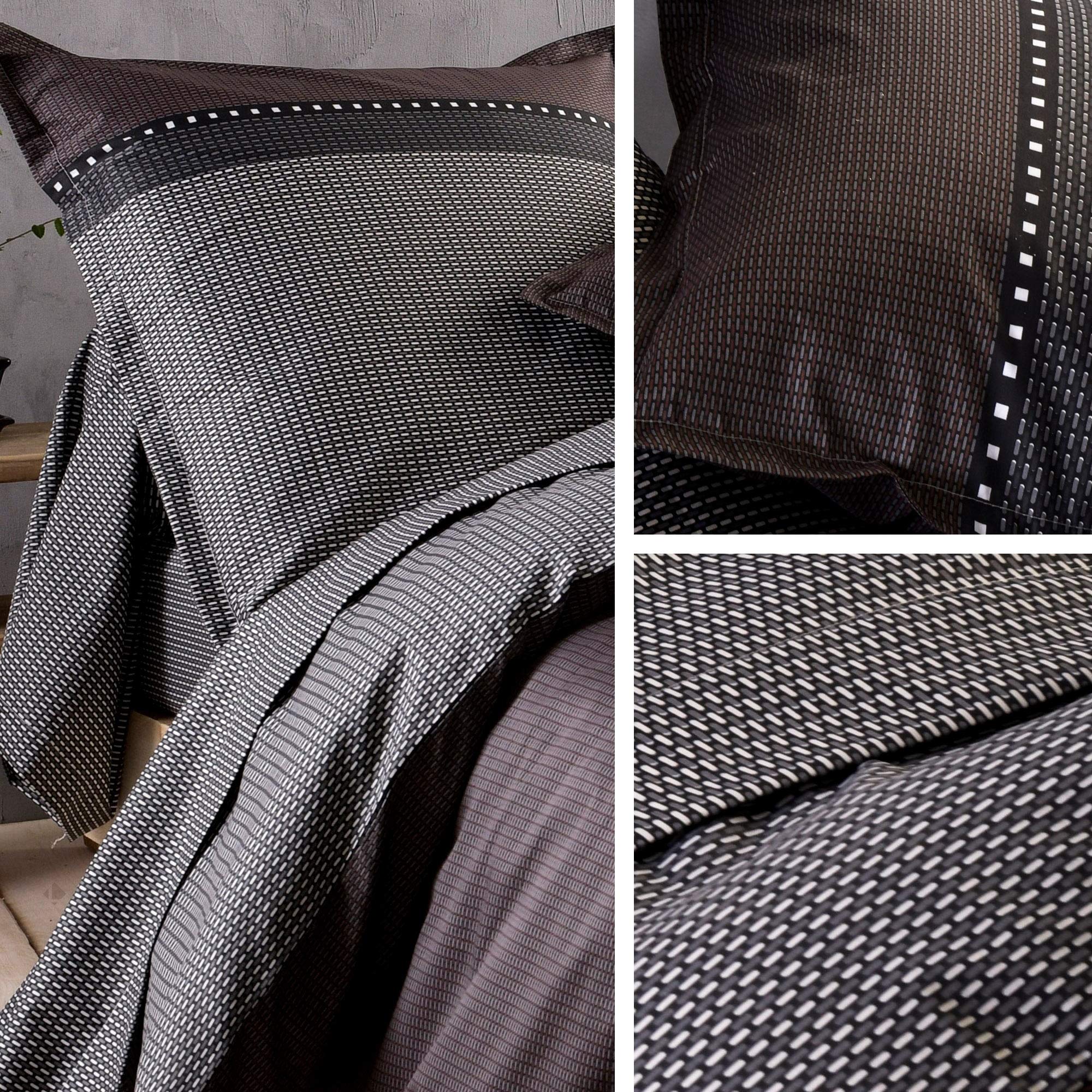 Linnea Parure de lit 300x240 cm 50x70 cm en Satin de Coton Enzo Noir