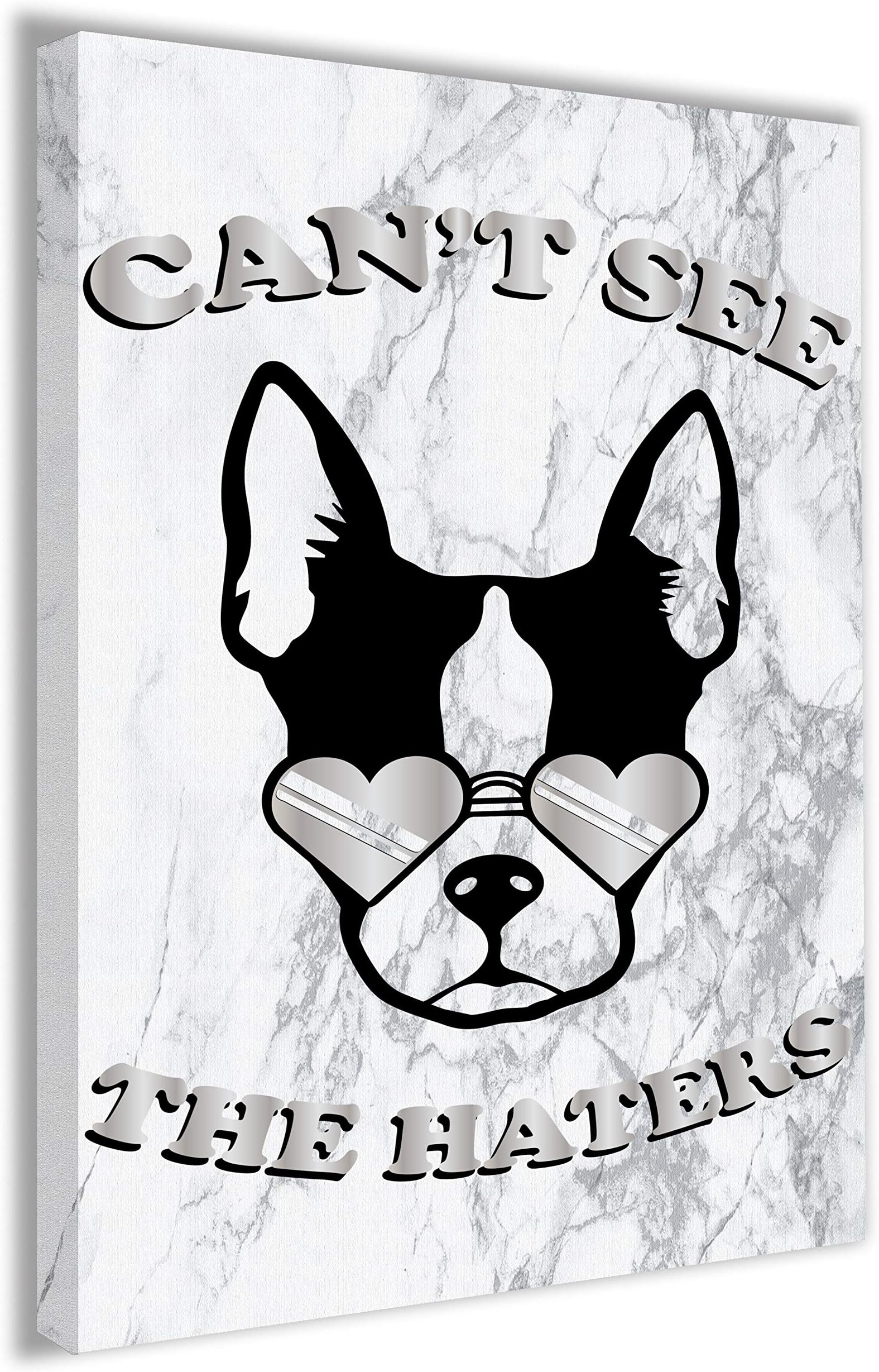Hippowarehouse I Can't See The Haters Sassy French Bulldog Printed Canvas 41cmx61cm Wall Art Design Classroom Gym Room Home Office Décor