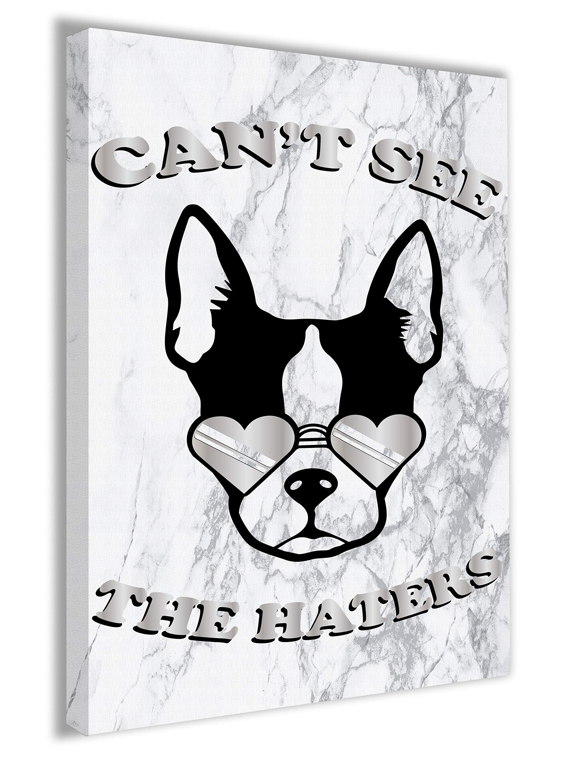 Hippowarehouse I Can't See The Haters Sassy French Bulldog Printed Canvas 41cmx61cm Wall Art Design Classroom Gym Room Home Office Décor