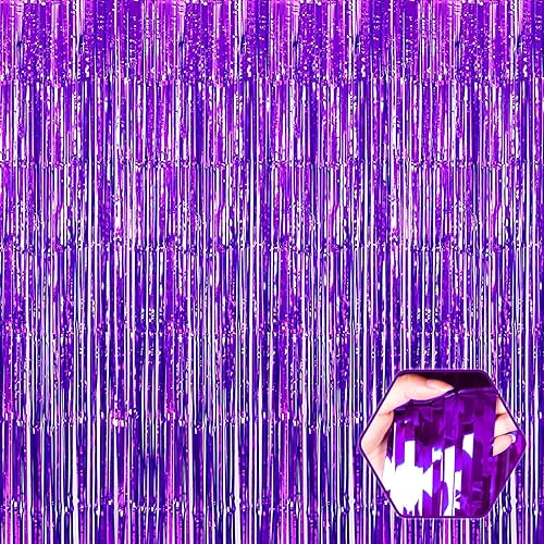 Paquete de 3 cortinas de flecos de papel de aluminio morado, 3.28 pies x 8.2 pies, cortinas metálicas de oropel con flecos para cabina de fotos, disponible en Yaxa Colombia