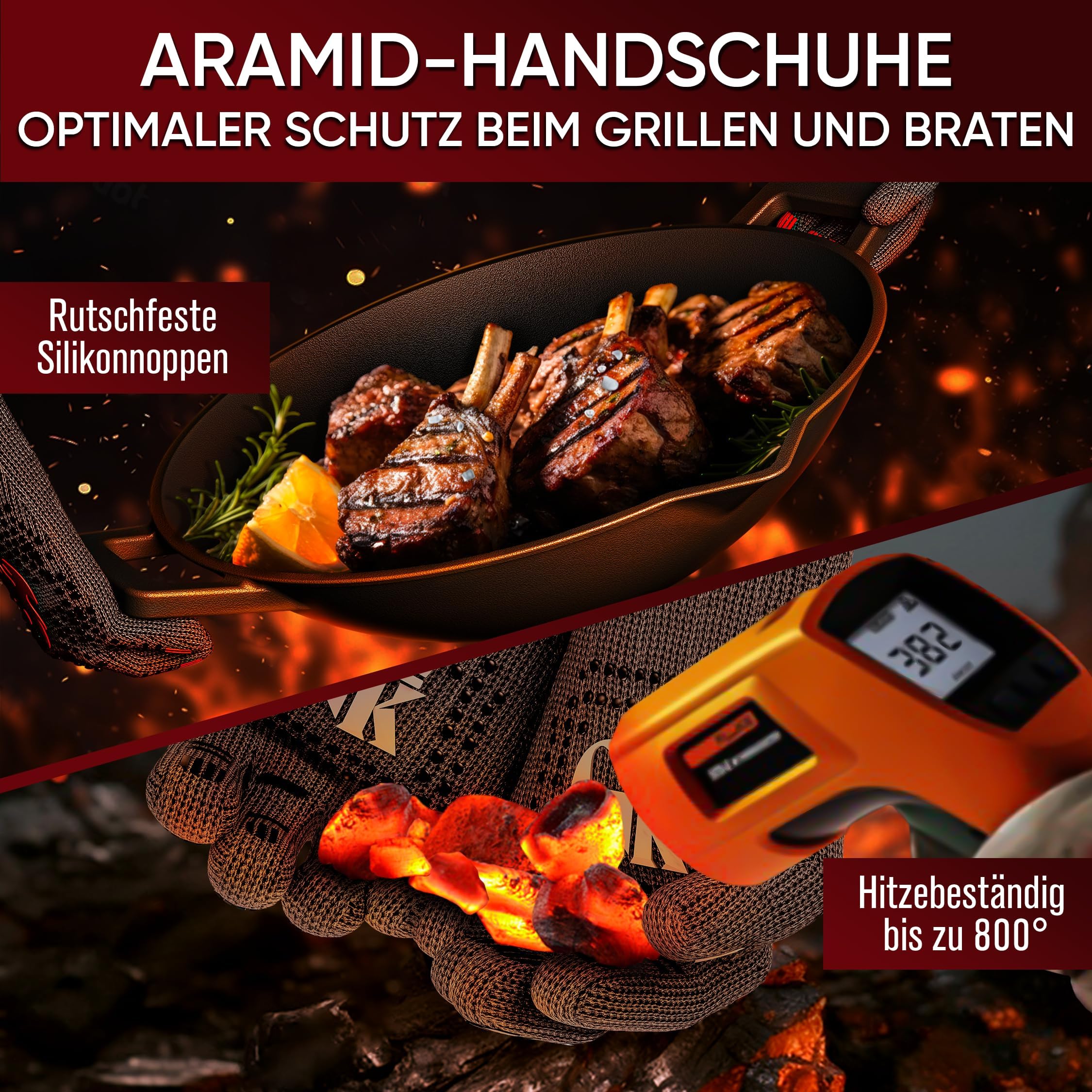 GUSSKÖNIG Gusseisen Wok Pfanne - 35 cm robuste Wokpfanne für Gasgrill, Herd, Ofen und Lagerfeuer- Gusseisen Wokpfanne inkl. Pflegepaste, Ringreiniger, Grillhandschuhe & Rezeptbuch - 30 Jahre Garantie