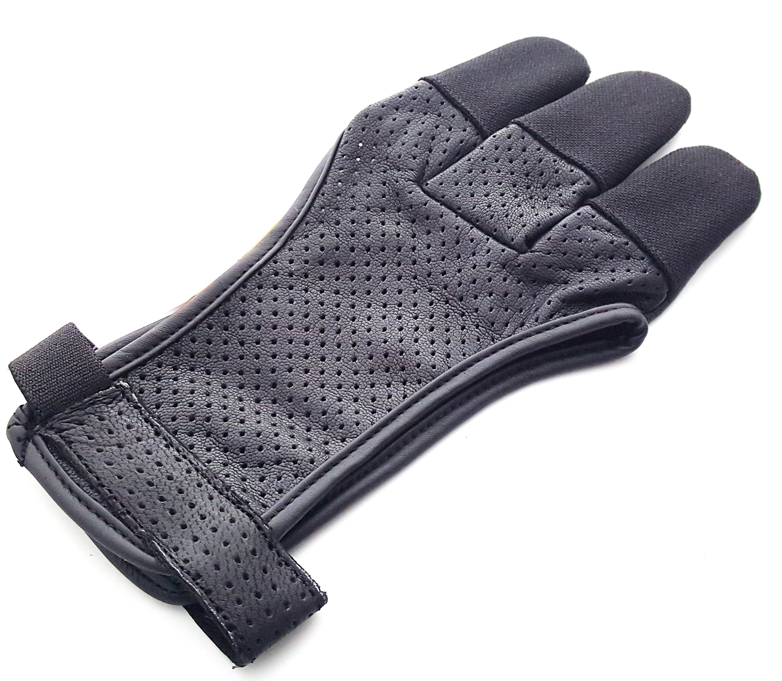 starlingukp Quality Traditional Genuine Leather Archery Gloves. Full Tip Shooting Gloves. (Medium)