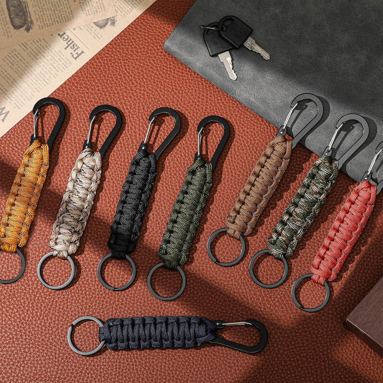 Gisafai 4/12/24/50 Pcs Paracord Keychain Bulk 550 Rope Lanyard with Carabiner, Man Women Outdoor Camping Fishing Hiking