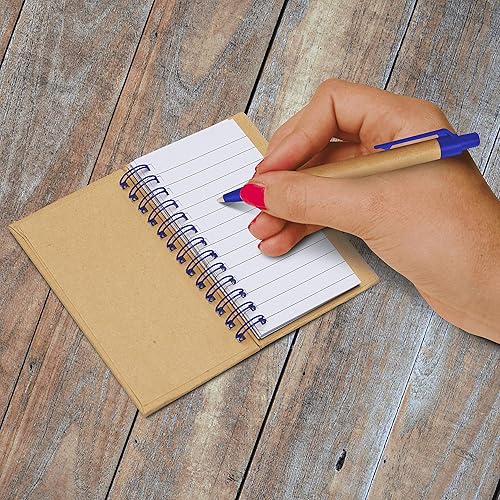 Miniatura 6 de Mini cuadernos en espiral personalizados con bolígrafos de tinta negra, juego de 100, paquete personalizado a granel, perfecto para la escuela,