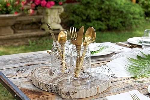 Vista 7 de Fortessa Arezzo - Cubiertos de acero inoxidable 18/10, juego de 5 piezas, servicio para 1, oro cepillado