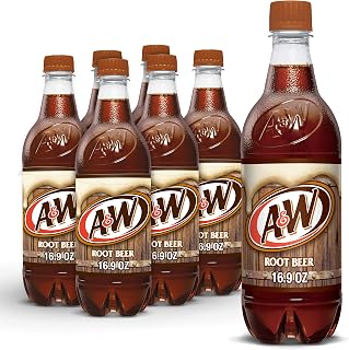 A&W Root Beer 16.9 oz Cans, Pack of 6 - Classic Caffeine-Free Soda for Root Beer Floats & Family Fun
