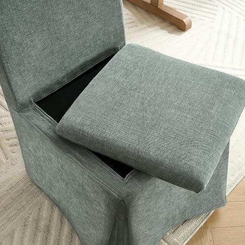 Miniatura 5 de Juego de 2 sillas de comedor cubiertas de granja, modernas sillas tapizadas para cocina y comedor, cómodas sillas laterales sin brazos con acento