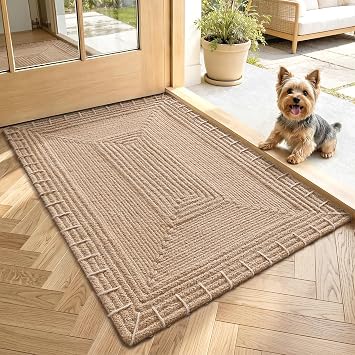 LUMI Indoor Door Mat 24"x36", Non-Slip Handwoven Jute Rug, Classic