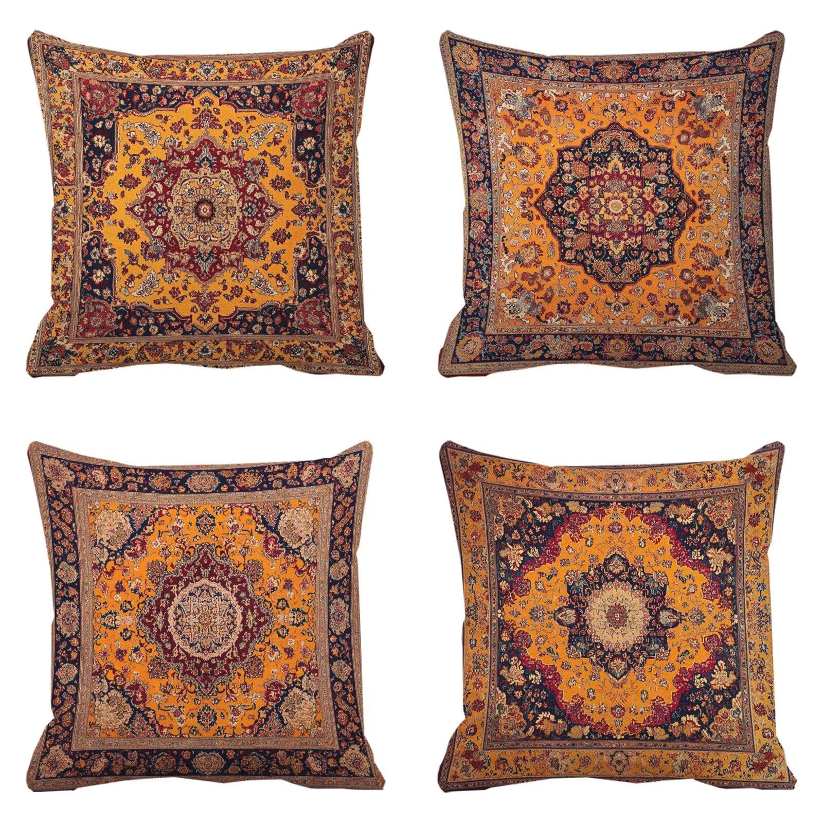 Taie oreiller 60x60 lin orange pour décorer le salon et le patio
