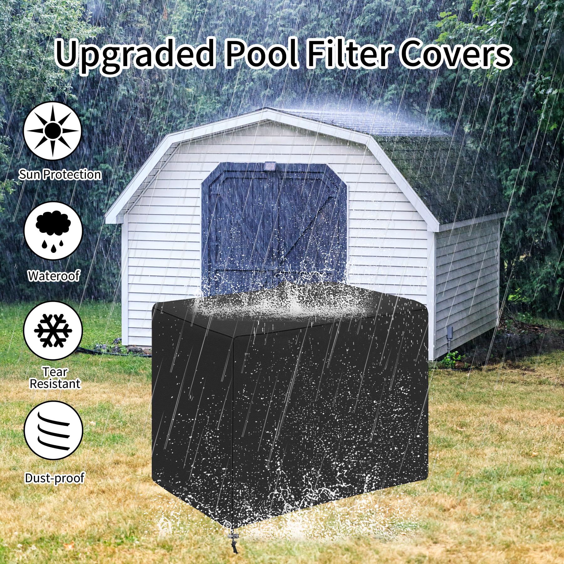 TZEKING Sandfilteranlage Pool Abdeckung,wasserdichte Sandfilteranlage Abdeckung für INTEX Poolpumpe Sandfilter,UV-beständiges Oxford-Gewebe,für Poolpumpe,84x61x86cm