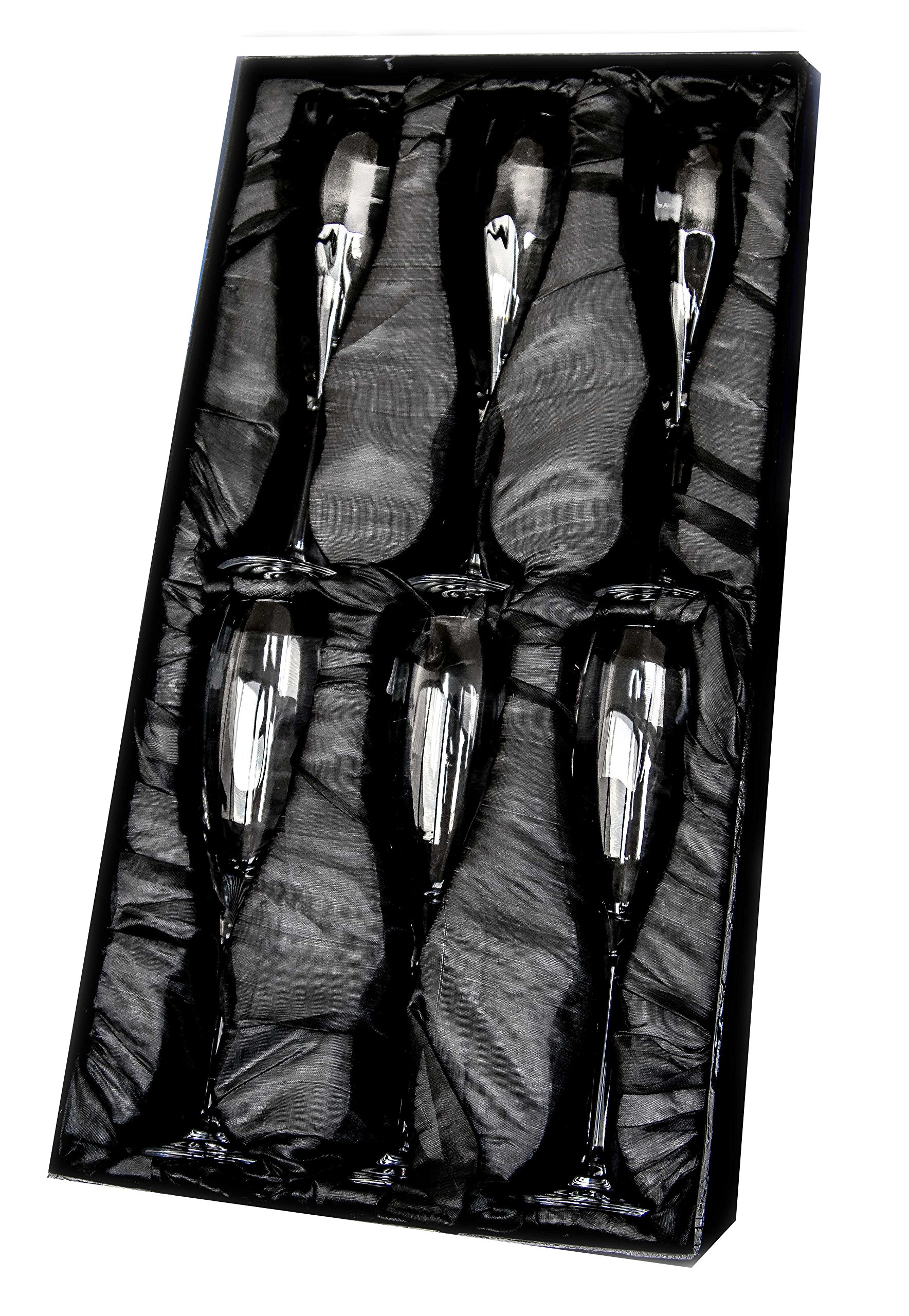 County Engraving Personalised Set Of 6 8Oz Italian Crystal Processo Champagne Flutes, Engraved Gift