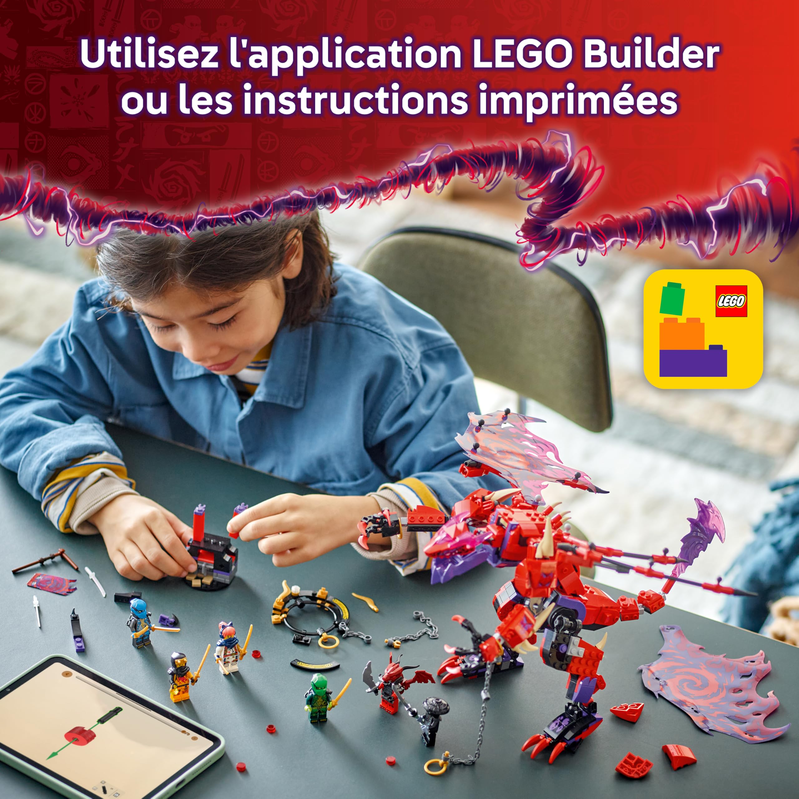 LEGO Ninjago Croc-de-Tonnerre : Le Dragon du Chaos - Jeu de Construction pour garçon ou Fille dès 8 Ans - 6 minifigurines Dont des Guerriers Ninjas - Cadeau pour Fans du soulèvement des Dragons 71832